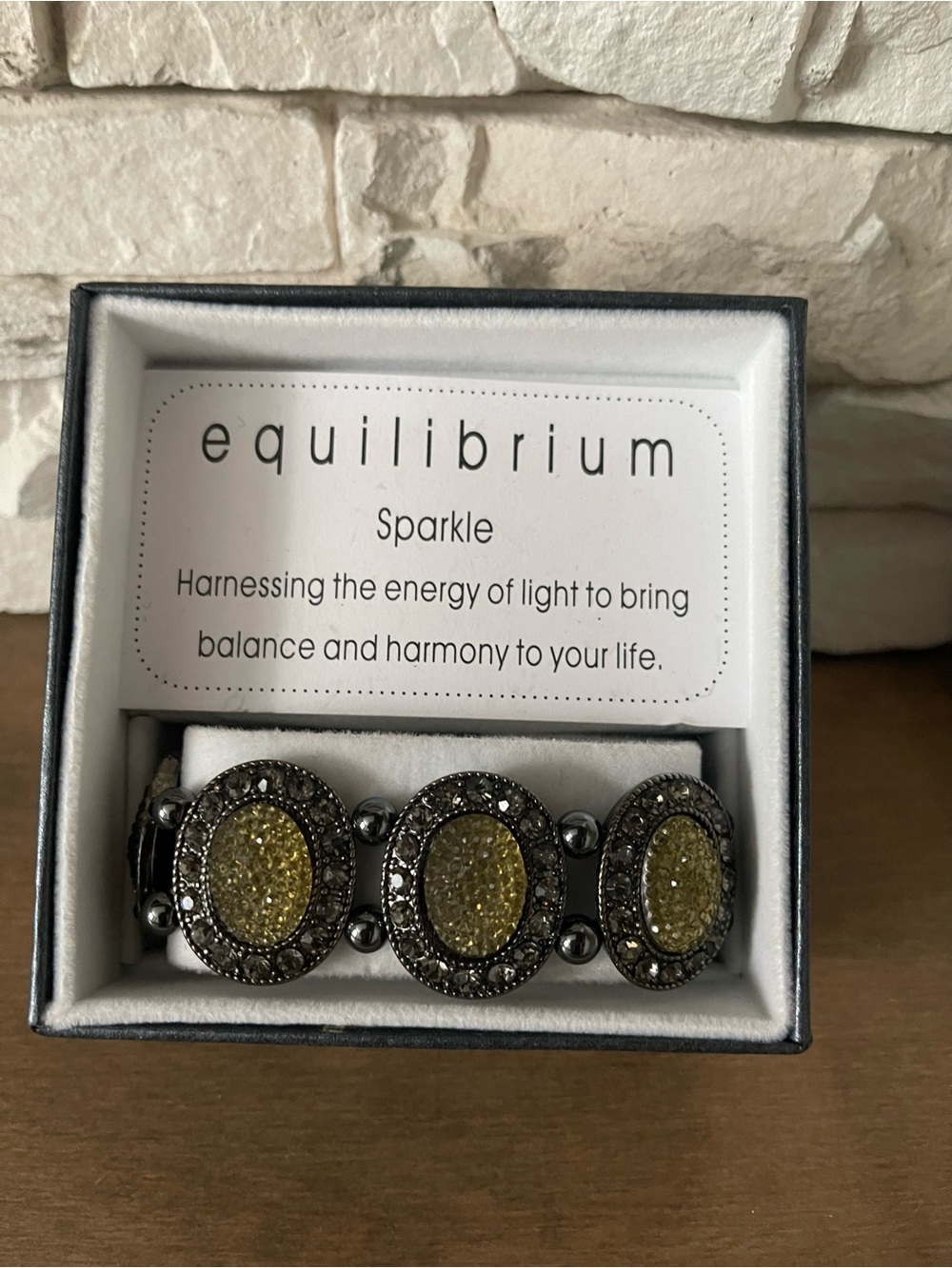 Equilibrium "Sparkle" Gunmetal Stretch Wide Panel Cuff Bracelet with Box